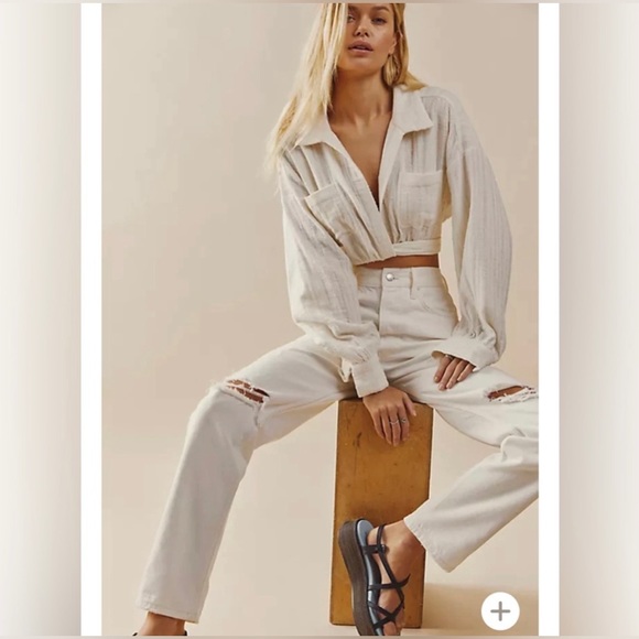 The Lasso Jean in White Free People Size 31 - Picture 3 of 15